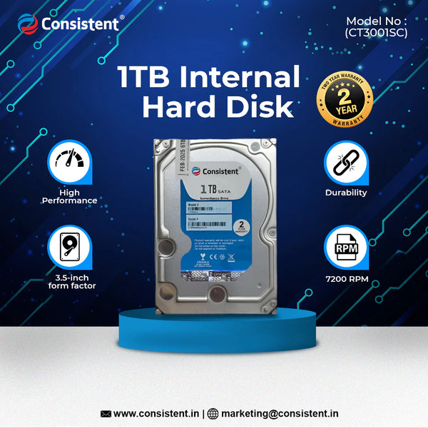 Consistent 1TB Surveillance Hard Drive – 24/7 Reliable Internal HDD for CCTV, DVR & NVR Systems