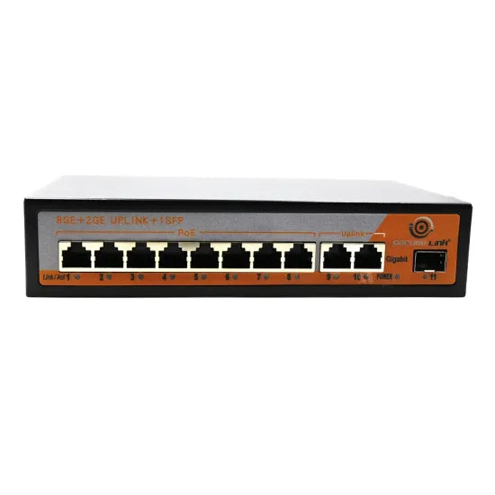 Securelink 8-Port Gigabit PoE+ Switch with 2 Uplink Ports & 1 SFP Port