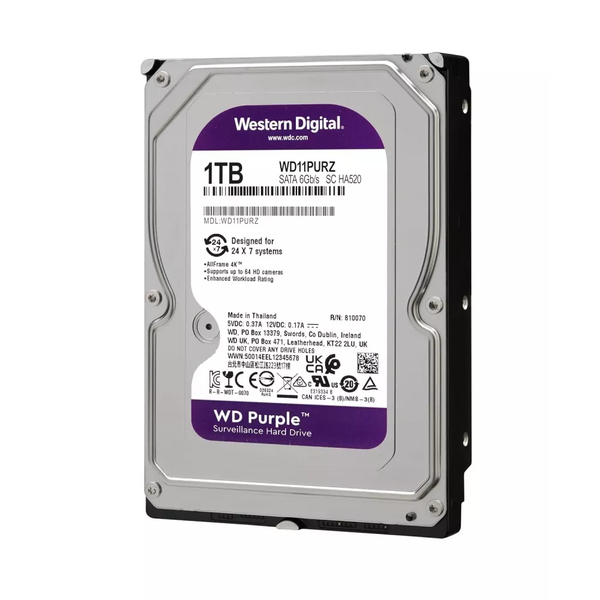WD Purple 1TB Surveillance Hard Disk - 3.5 Inch SATA 6Gb/s, 64MB Cache, CMR (WD11PURZ)